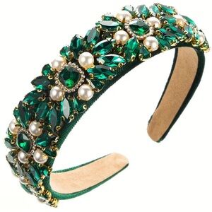 Emerald Green Embellished Rhinestone Headband